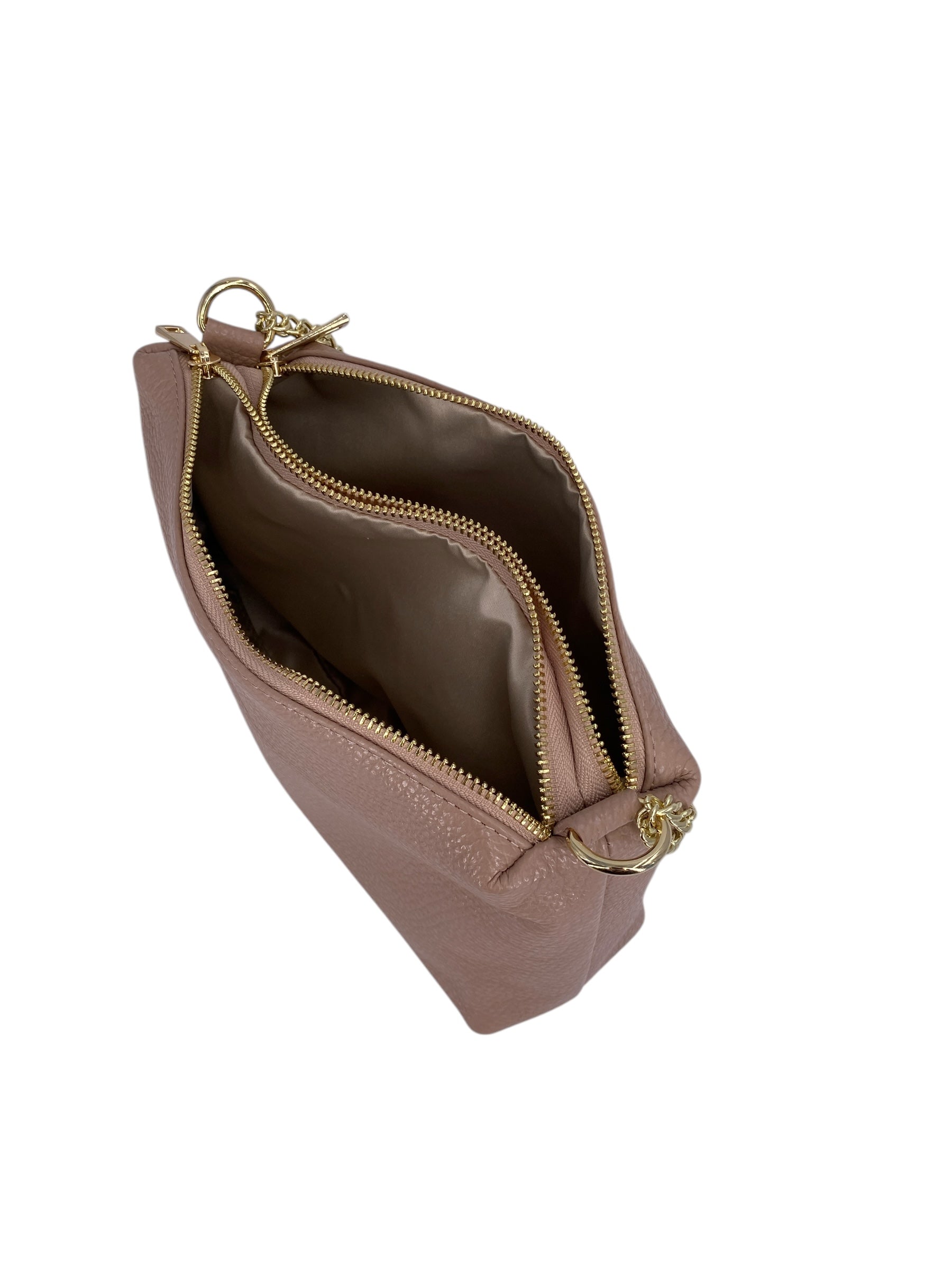 Giselle – Damenhandtasche und Umhängetasche aus echtem italienischen Leder mit Goldkette