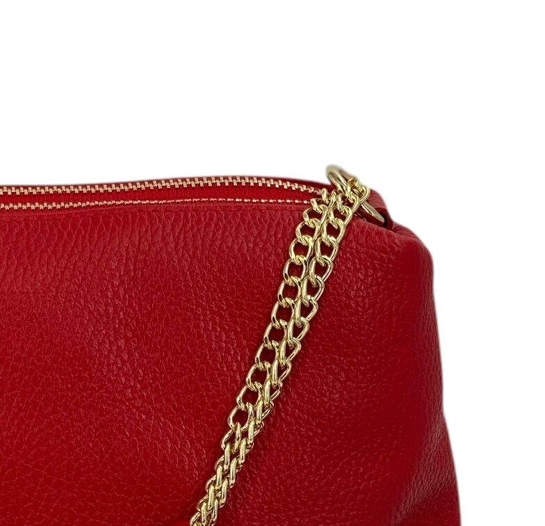 Giselle – Damenhandtasche und Umhängetasche aus echtem italienischen Leder mit Goldkette
