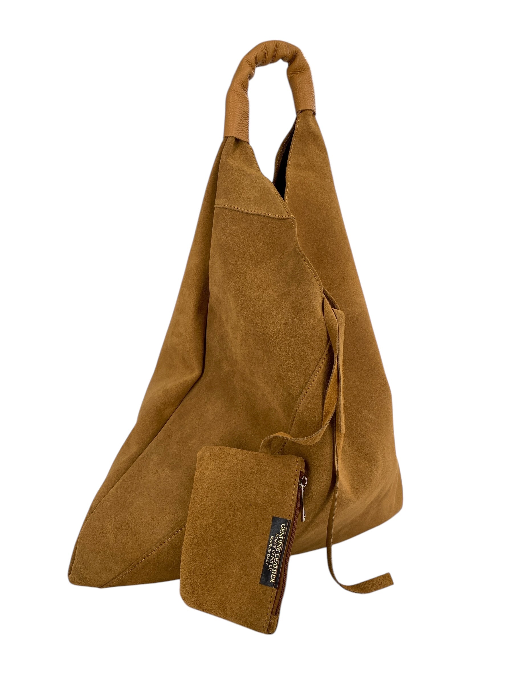 Gabrielle – Women's shoulder bag in genuine Italian leather with matching mini pouch