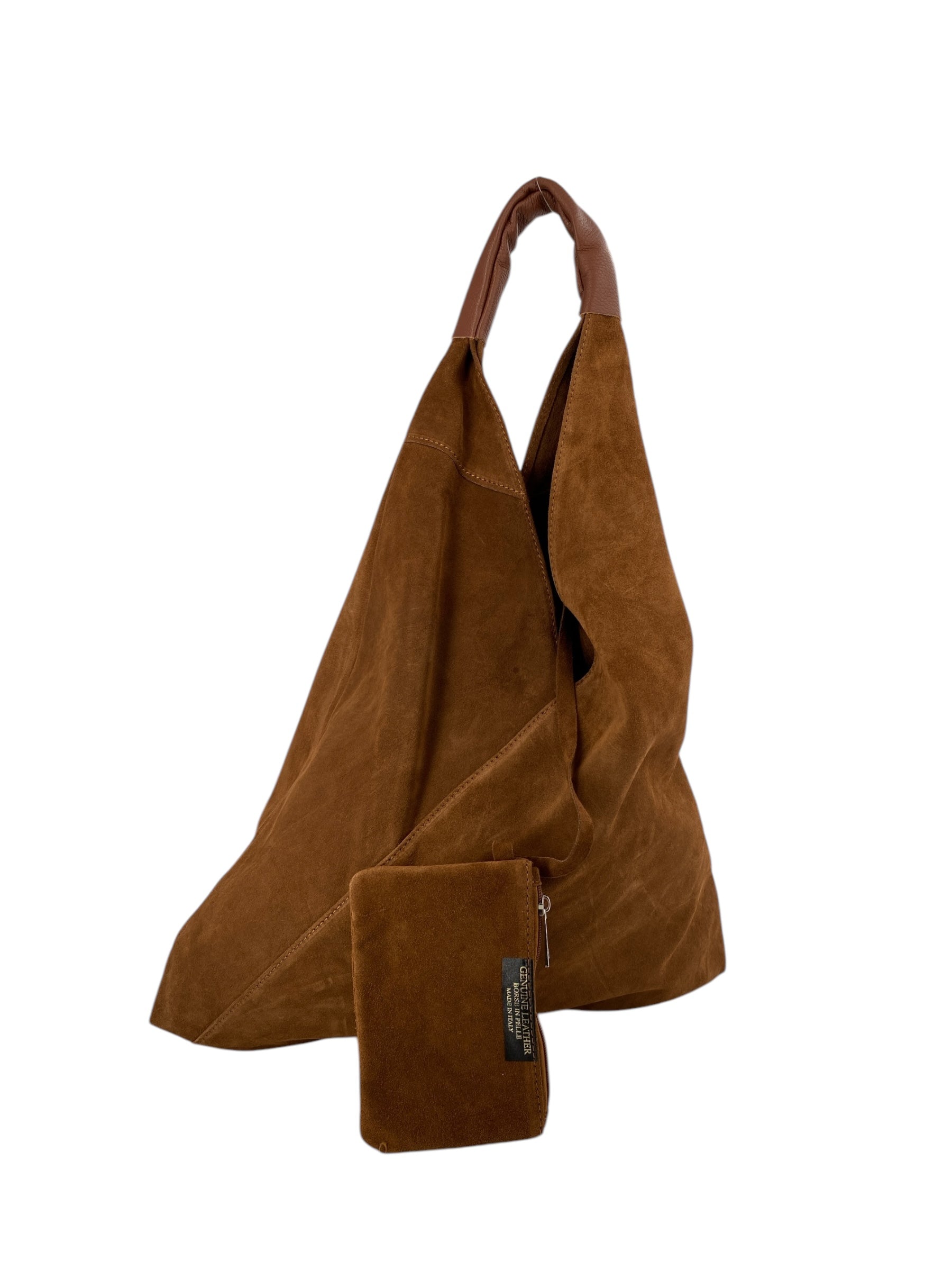 Gabrielle – Women's shoulder bag in genuine Italian leather with matching mini pouch