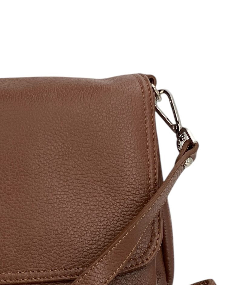Eudoxie – Damen-Umhängetasche aus echtem italienischem Leder mit multifunktionalen Taschen
