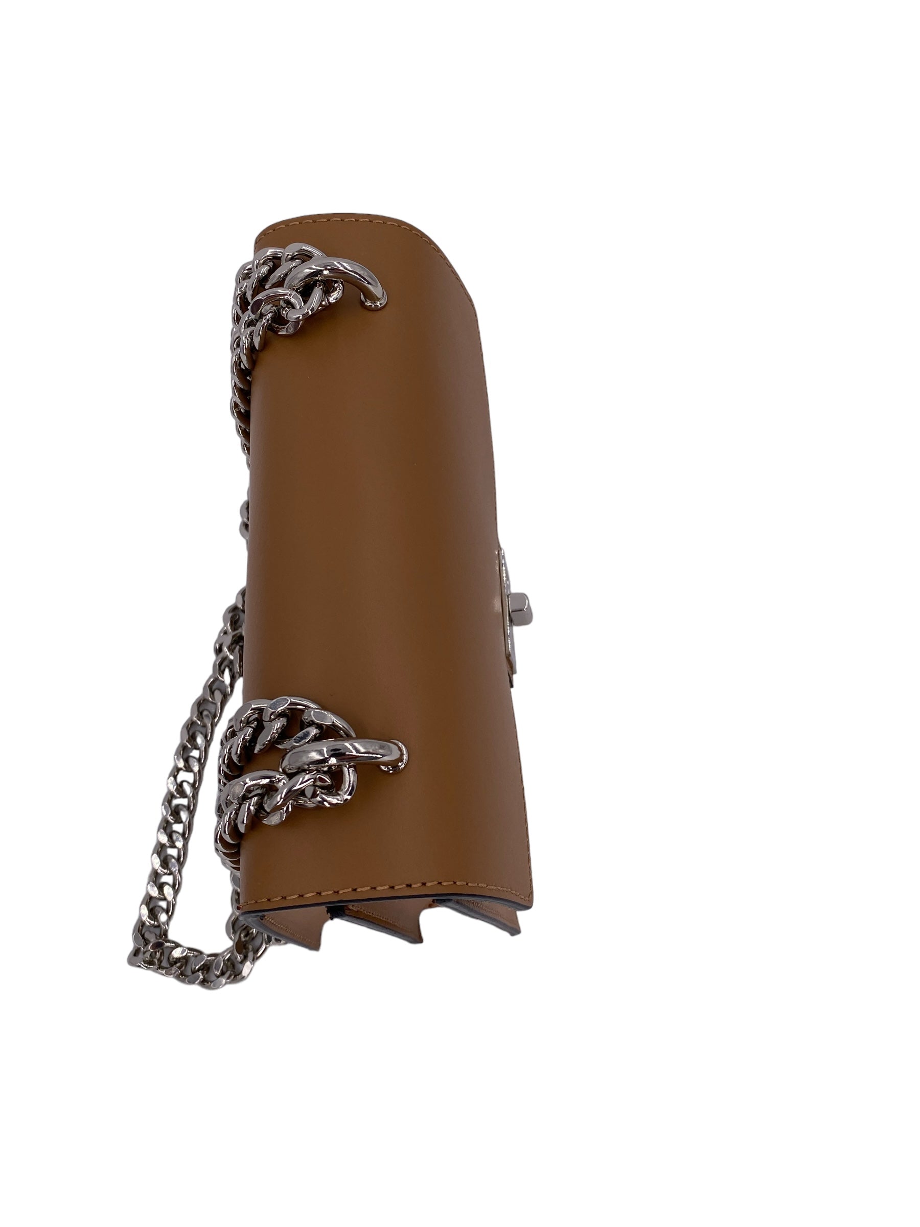 Gilberte – Damen-Schulter- und Crossbody-Tasche aus echtem italienischen Leder mit doppelter Silberkette