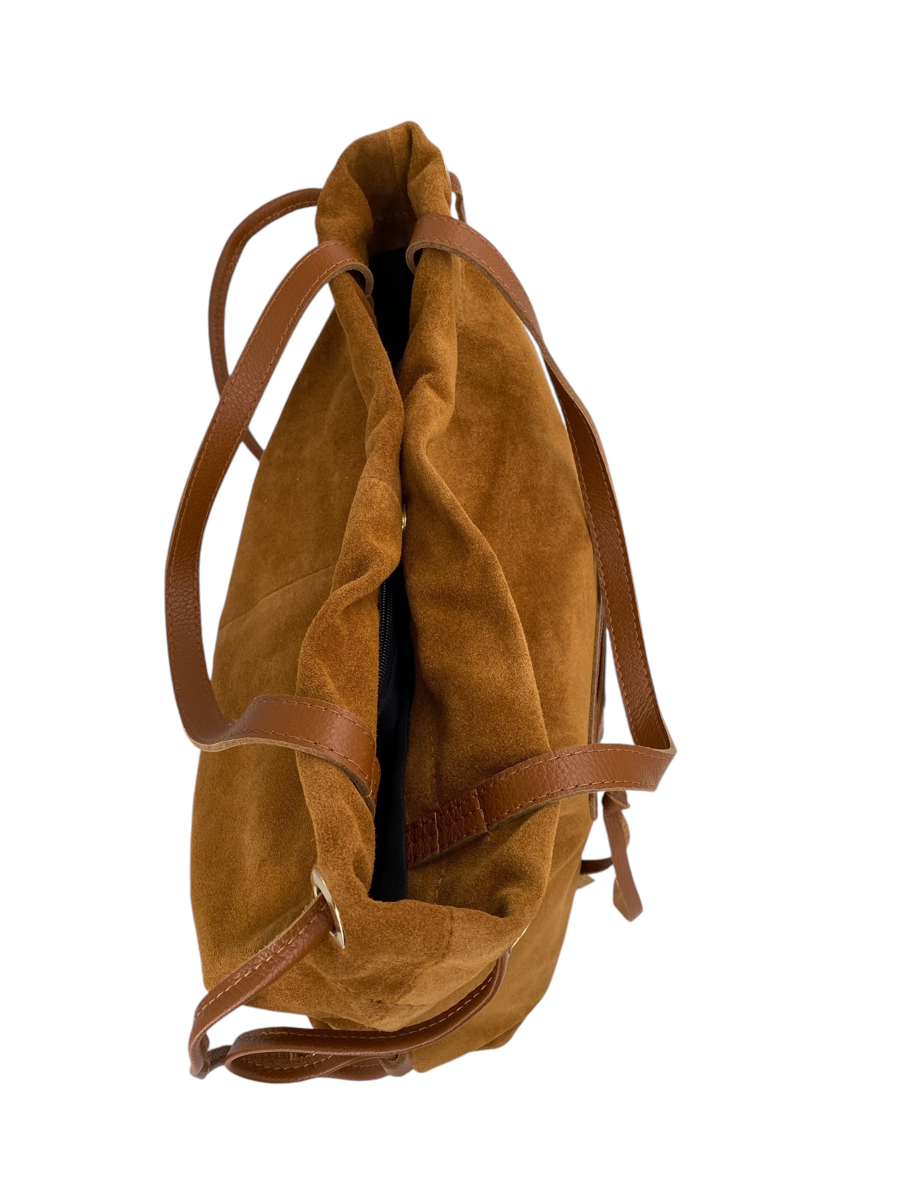 Denise – Damenhandtasche und Umhängetasche aus echtem italienischen Leder mit Kordelzugverschluss