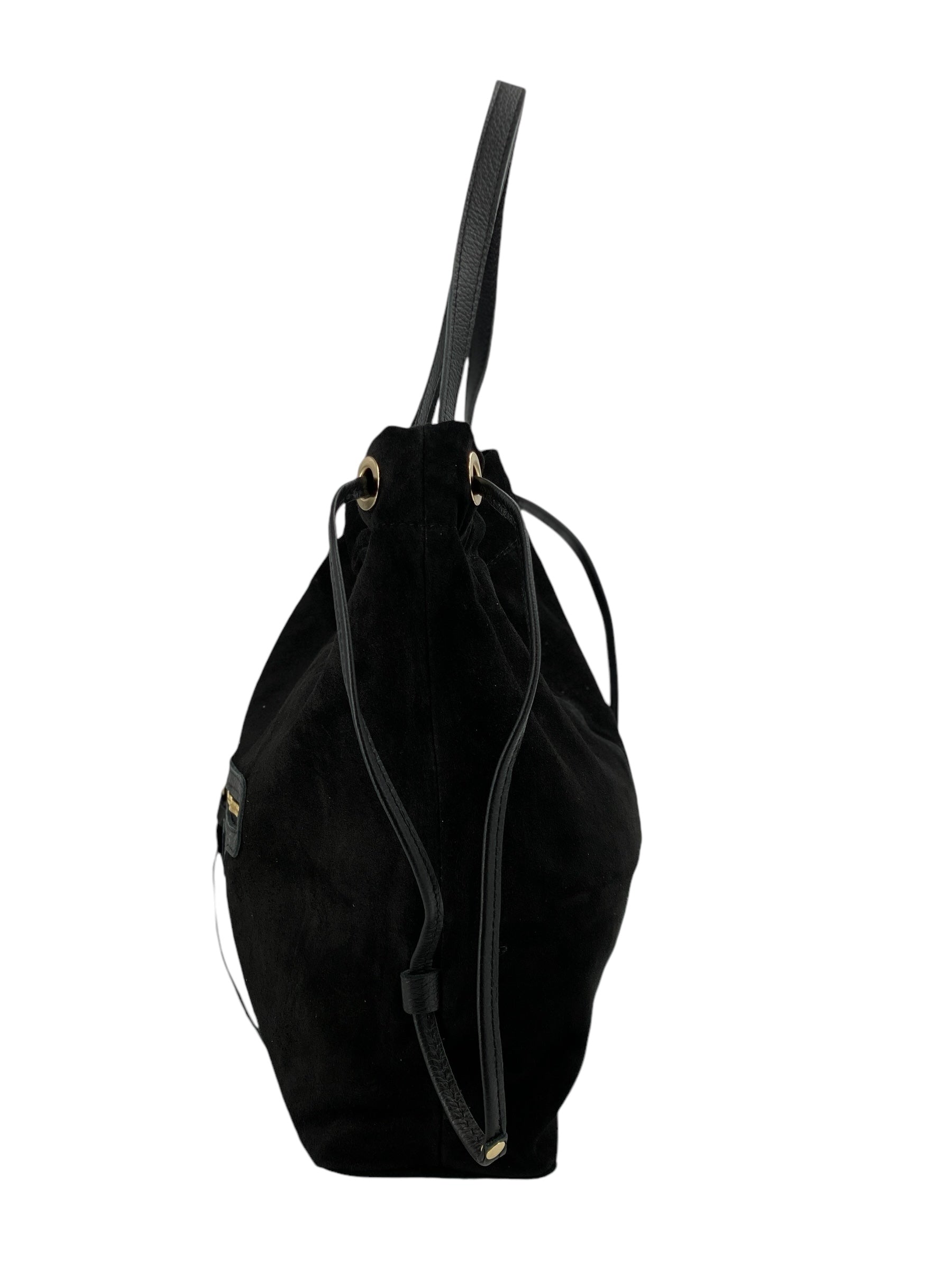 Denise – Damenhandtasche und Umhängetasche aus echtem italienischen Leder mit Kordelzugverschluss