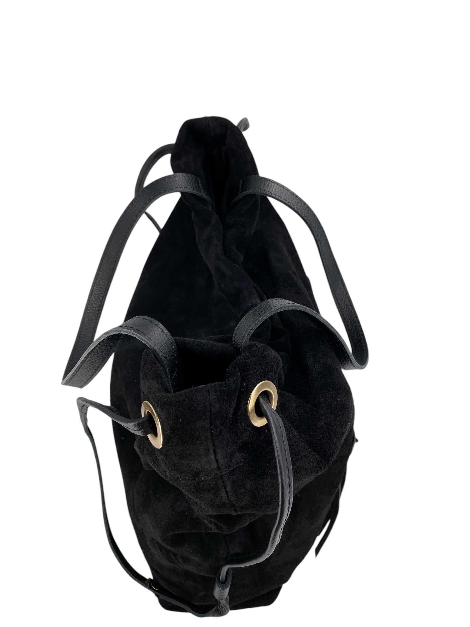 Denise – Damenhandtasche und Umhängetasche aus echtem italienischen Leder mit Kordelzugverschluss