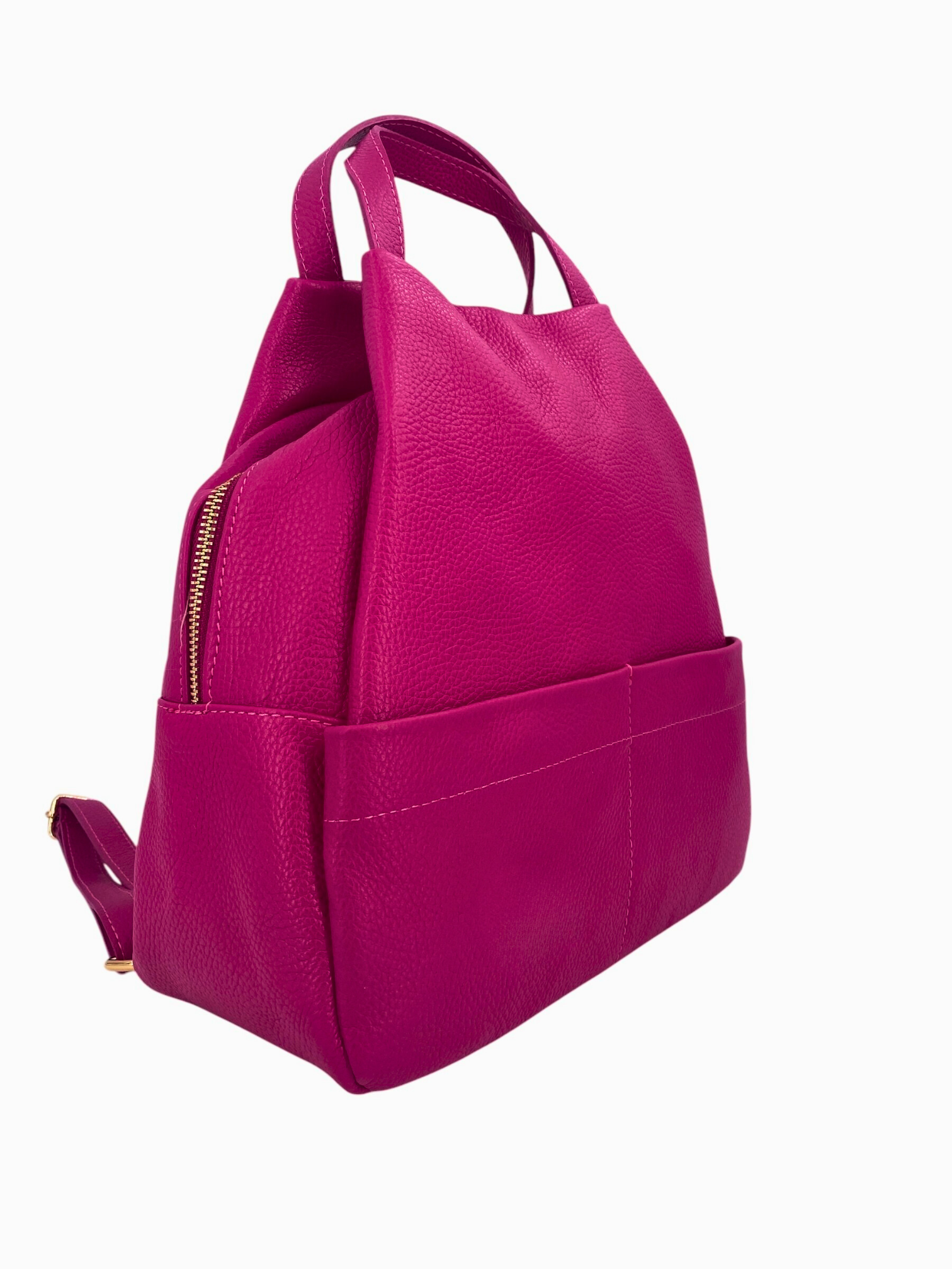 Margaux – Women's backpack in genuine Italian leather with a double gold zip and multiple pockets.