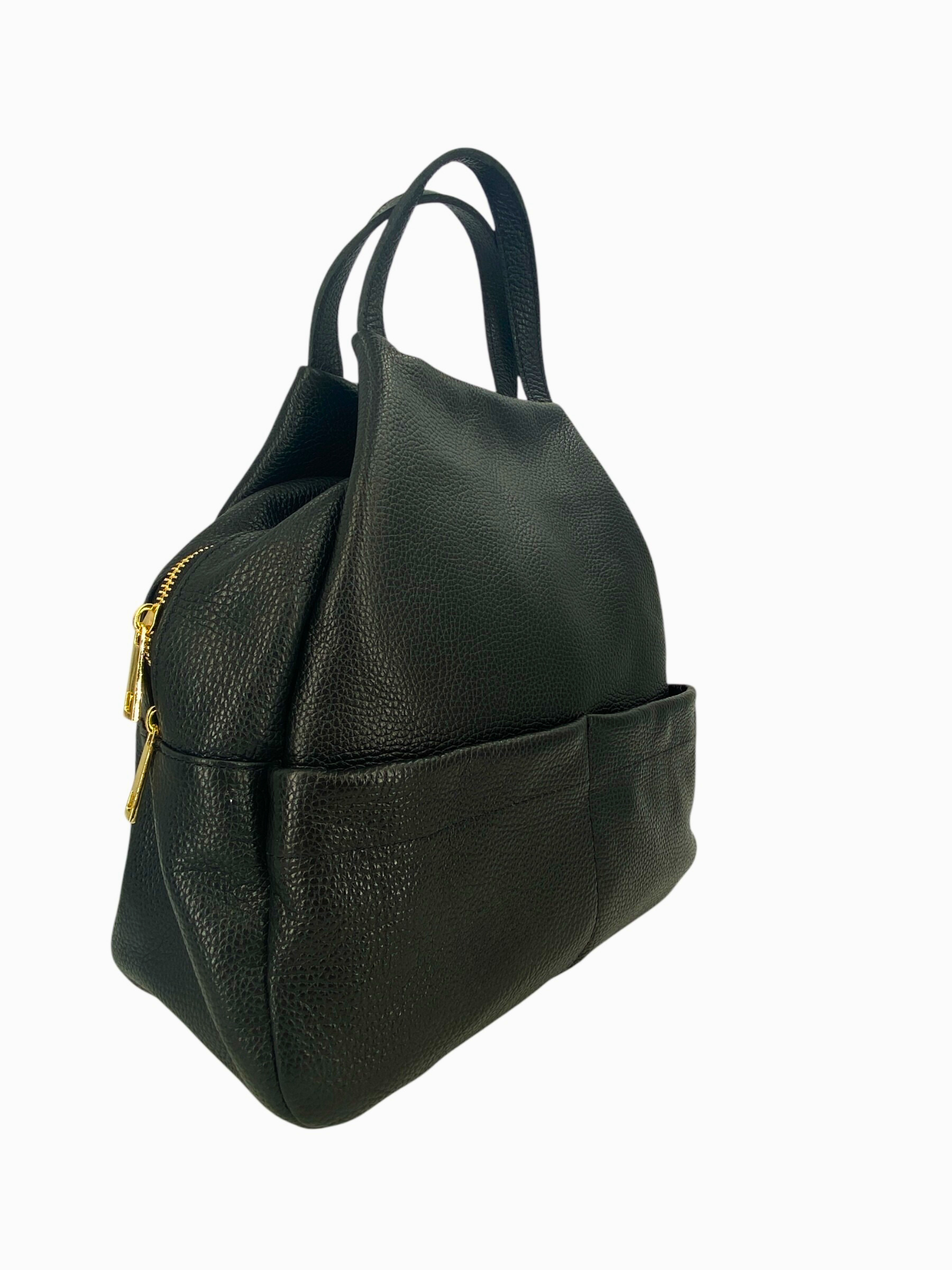 Margaux – Women's backpack in genuine Italian leather with a double gold zip and multiple pockets.