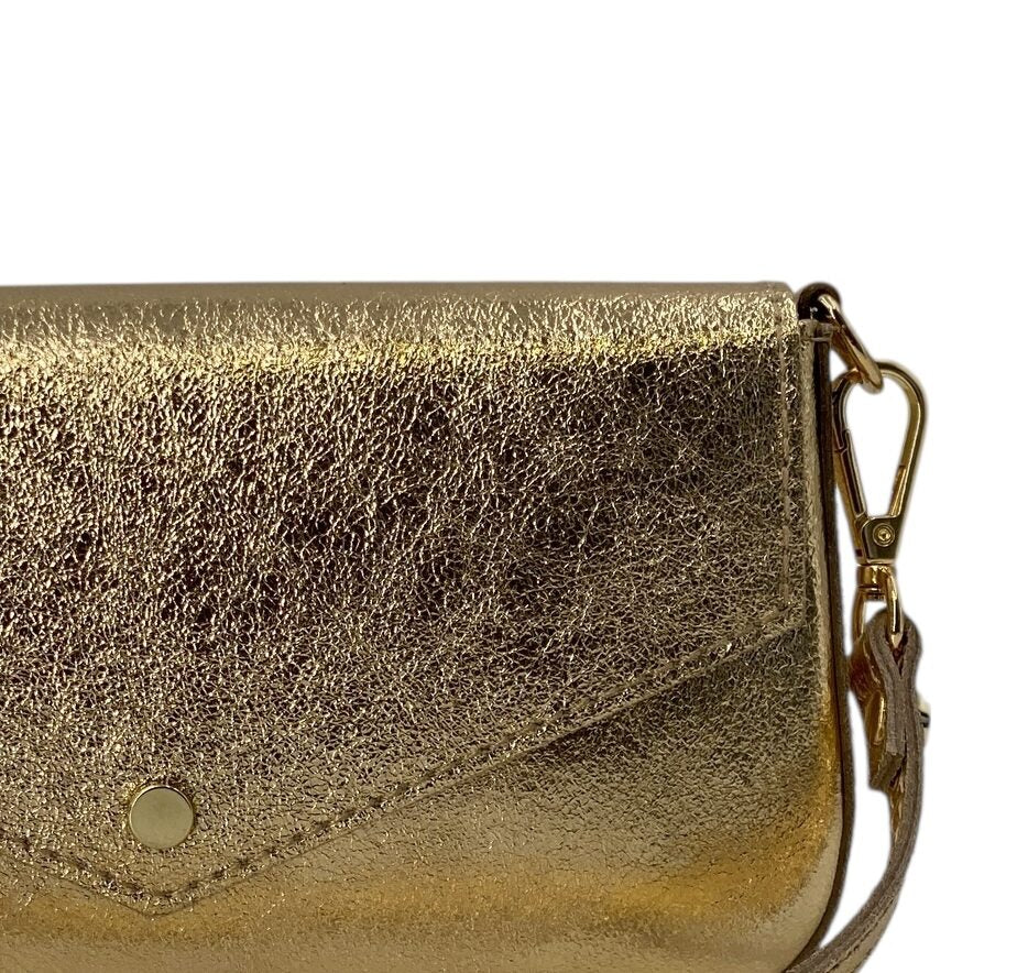Alexane – Damen-Umhängetasche aus echtem italienischem Leder mit goldenem Kettenriemen