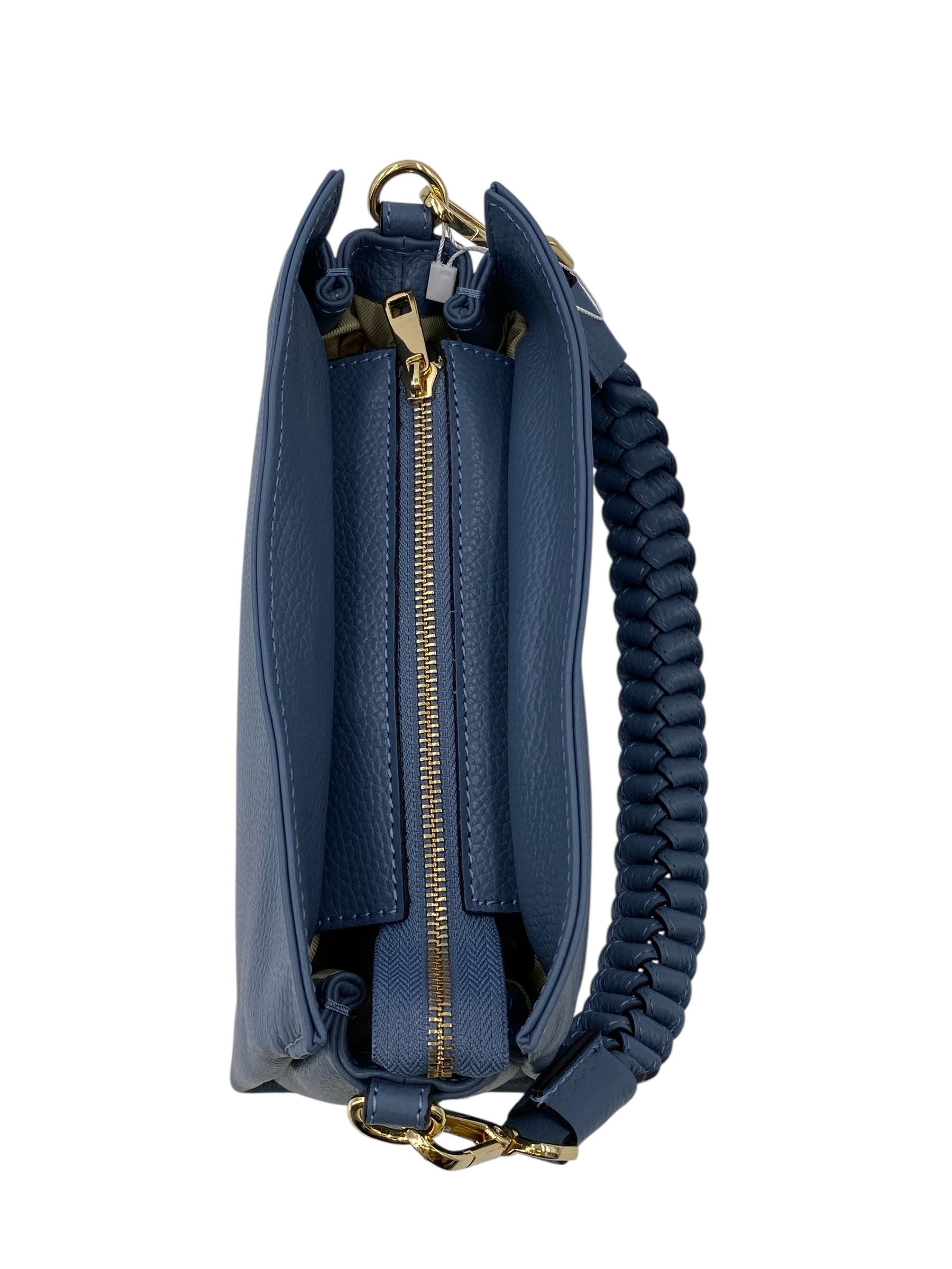 Thais Mini - Thais – Damen-Umhängetasche aus Leder mit gewebtem Detail