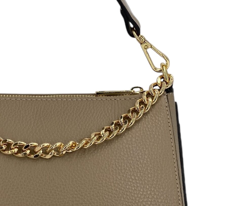 Candide – Damen-Umhängetasche aus echtem italienischem Leder mit goldenem Kettengriff