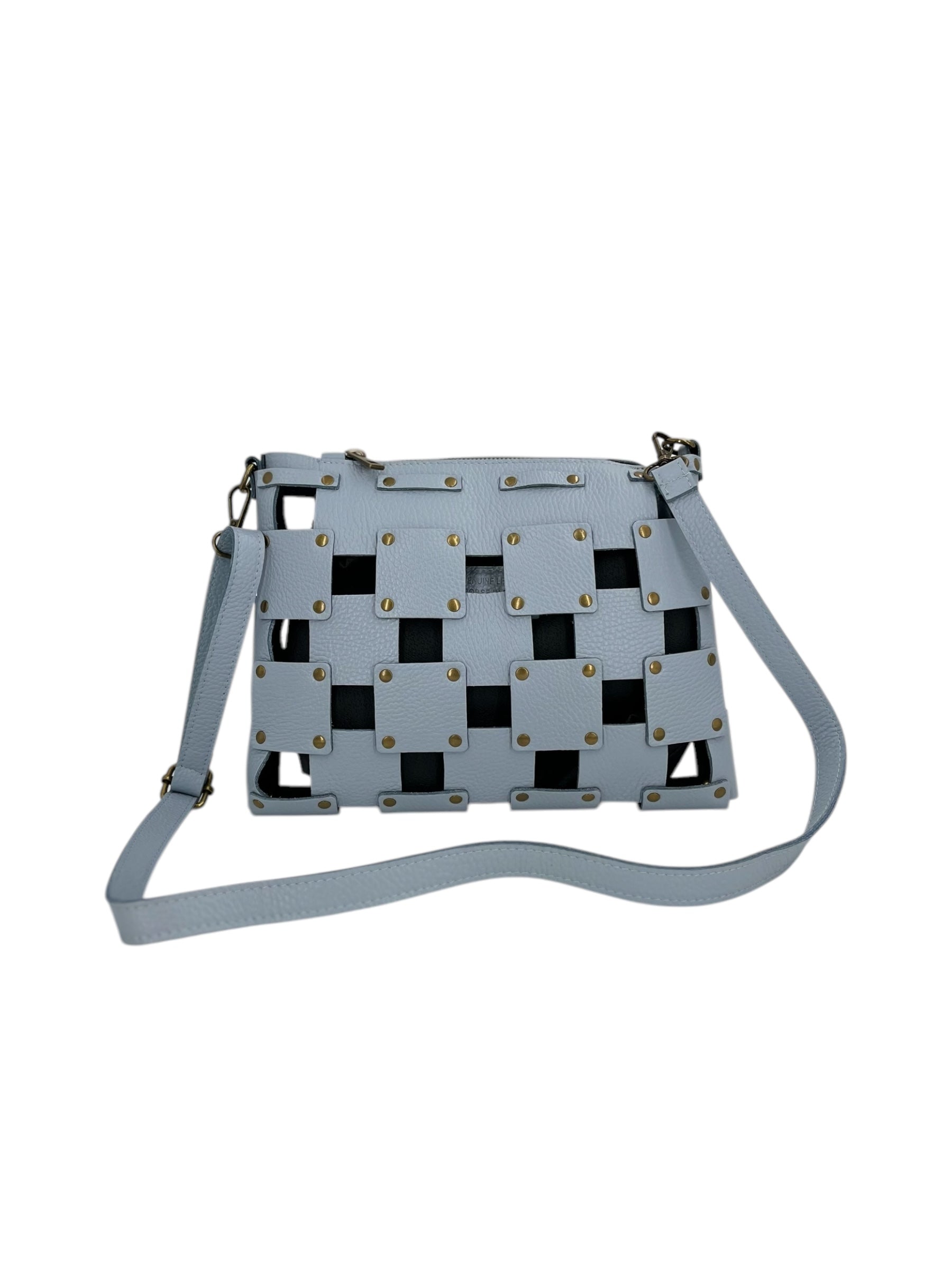 Roseline – Damenhandtasche aus echtem gewebtem italienischem Kalbsleder mit abnehmbarer Clutch
