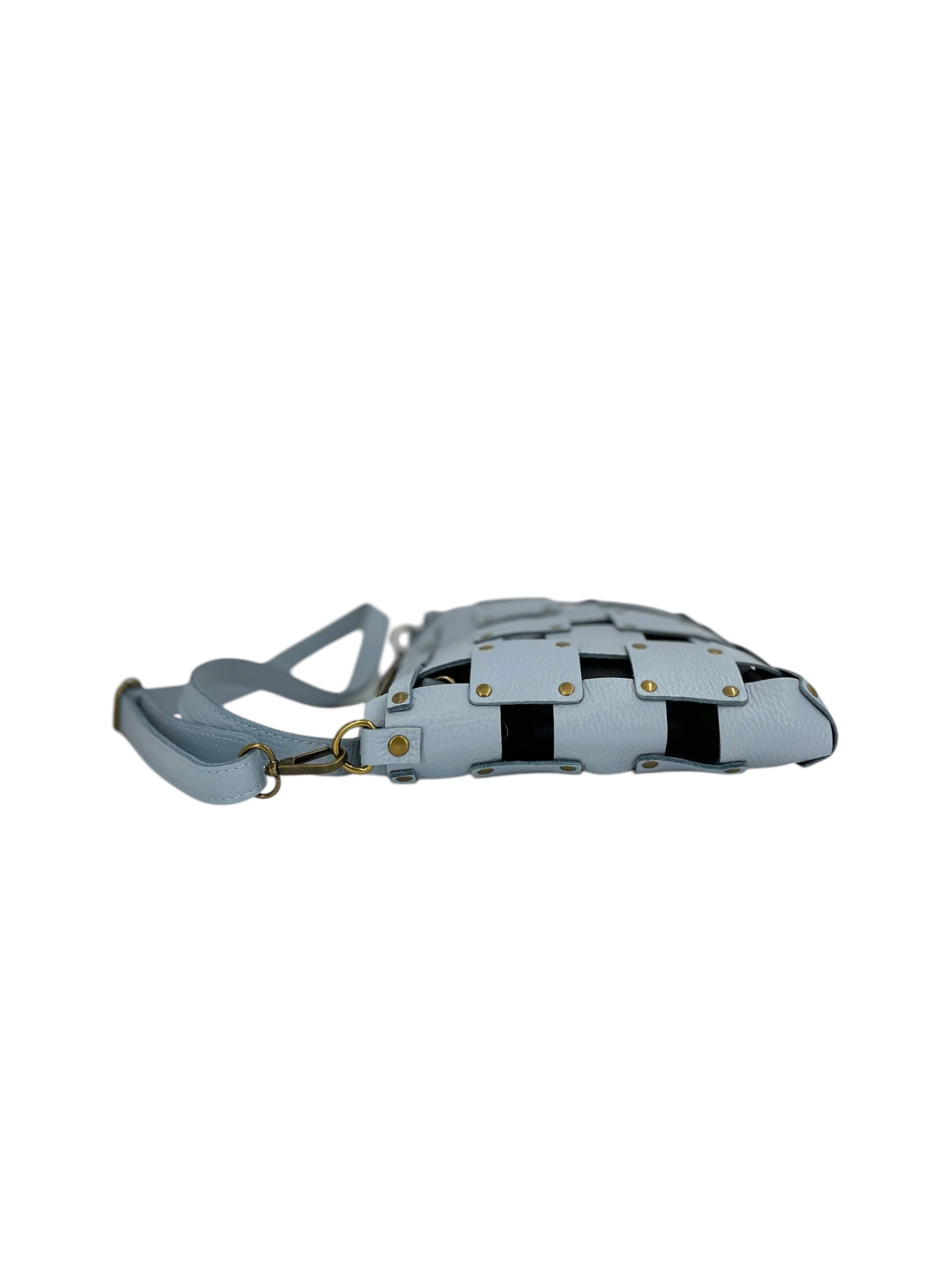 Roseline – Damenhandtasche aus echtem gewebtem italienischem Kalbsleder mit abnehmbarer Clutch