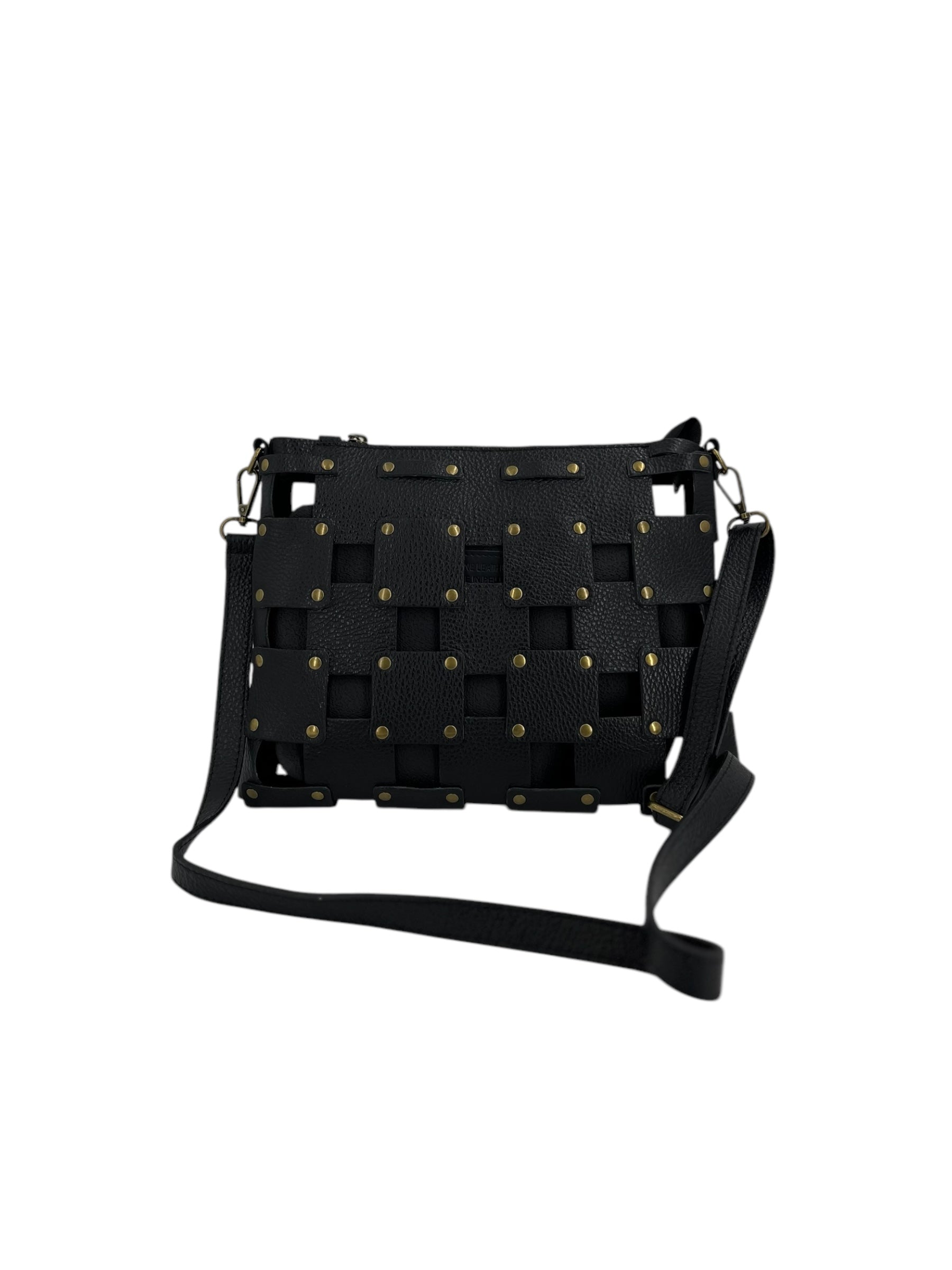 Roseline – Damenhandtasche aus echtem gewebtem italienischem Kalbsleder mit abnehmbarer Clutch