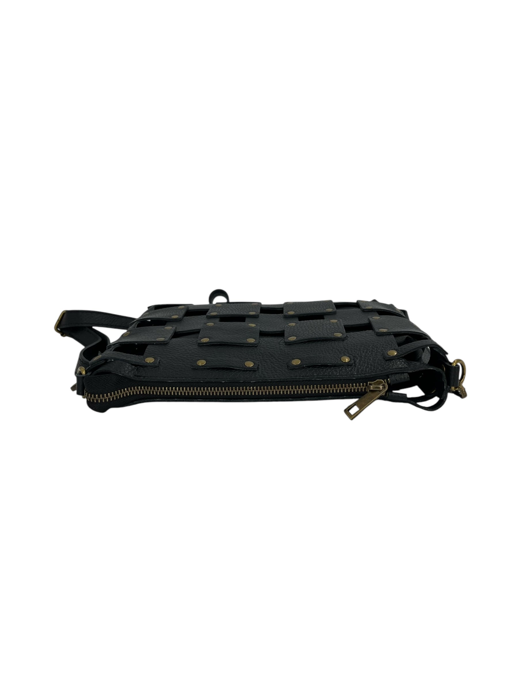 Roseline – Damenhandtasche aus echtem gewebtem italienischem Kalbsleder mit abnehmbarer Clutch
