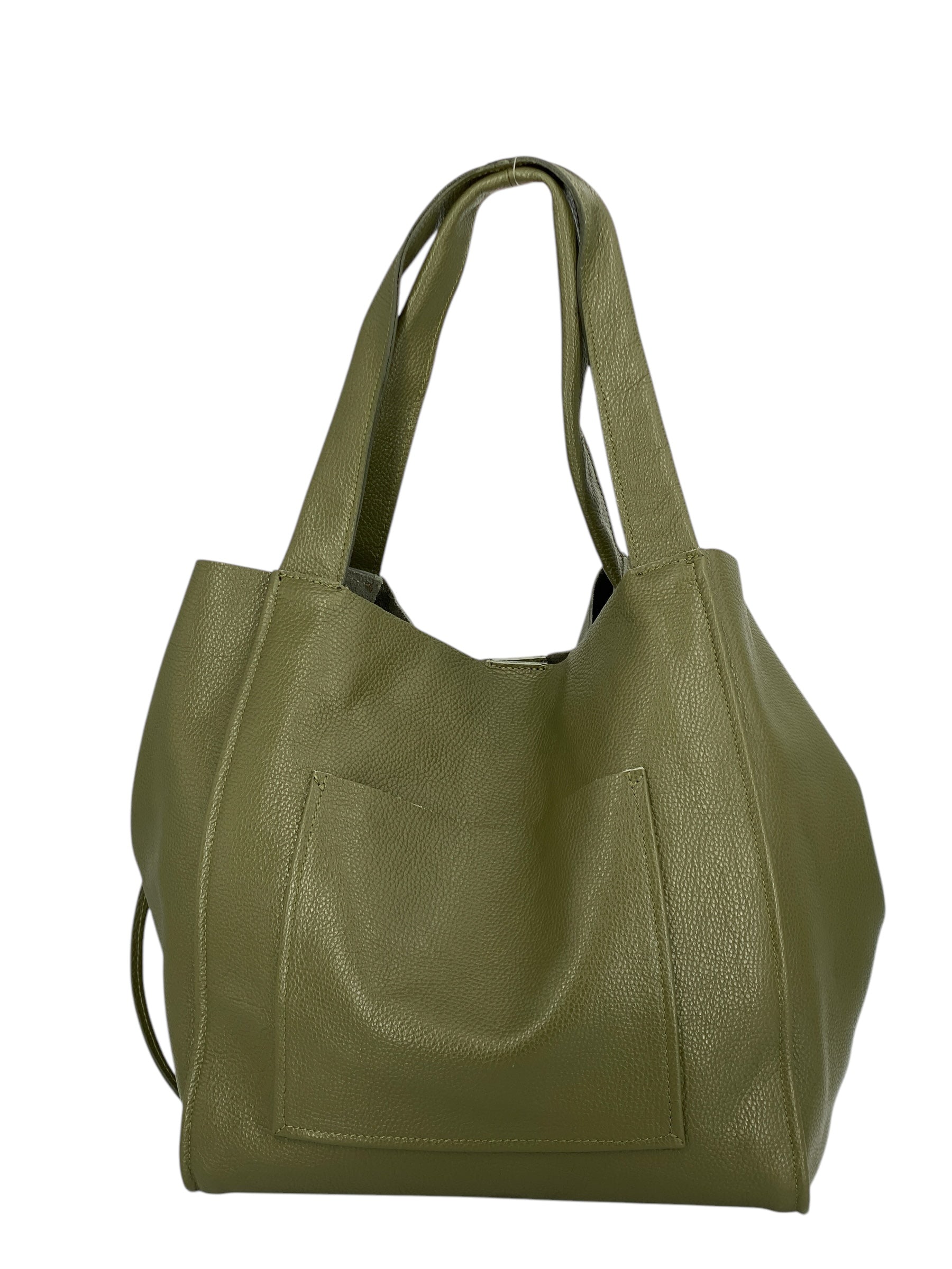 Isis – Damenhandtasche und Umhängetasche aus echtem italienischen Leder mit passender Clutch