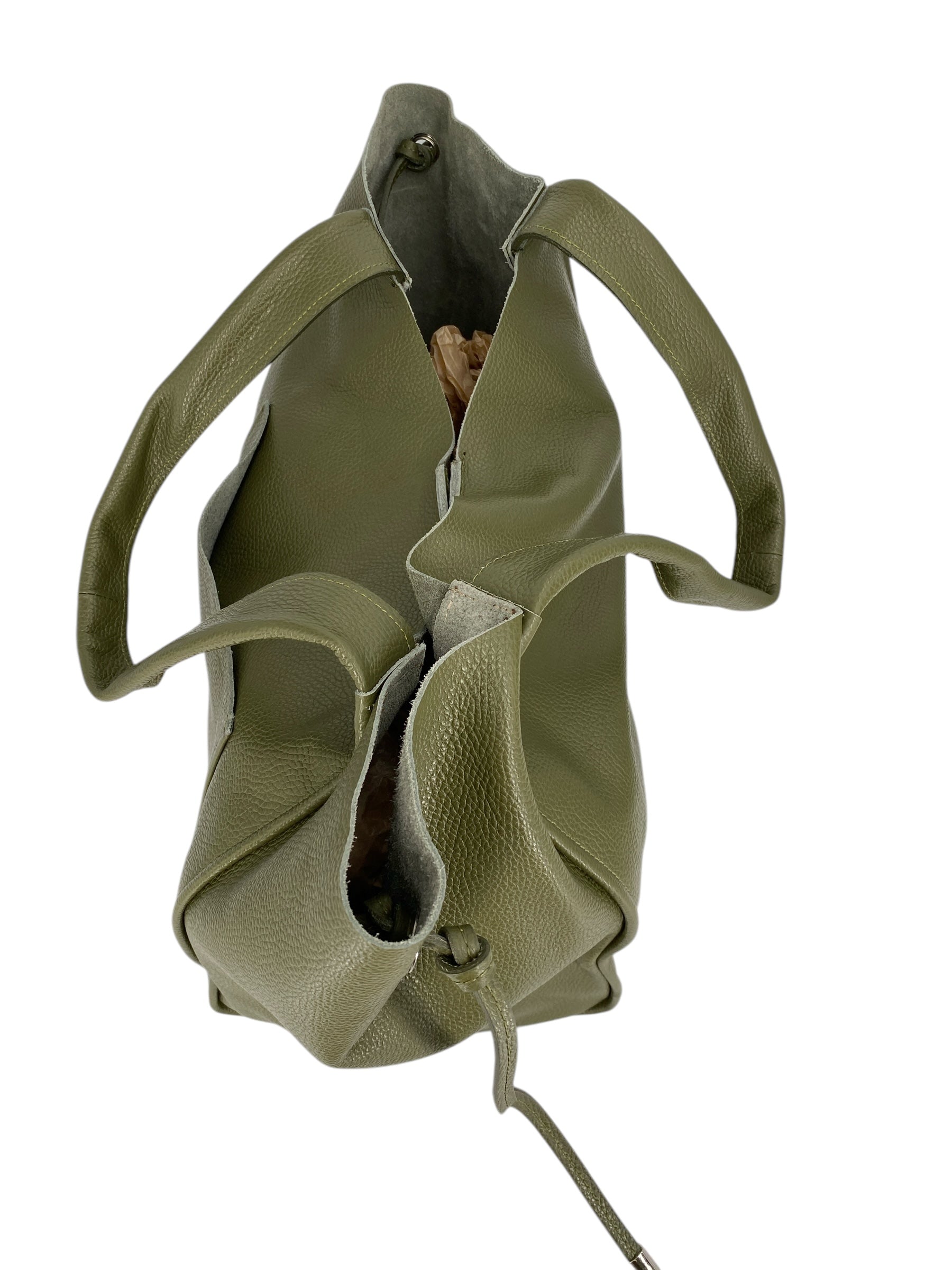 Isis – Damenhandtasche und Umhängetasche aus echtem italienischen Leder mit passender Clutch