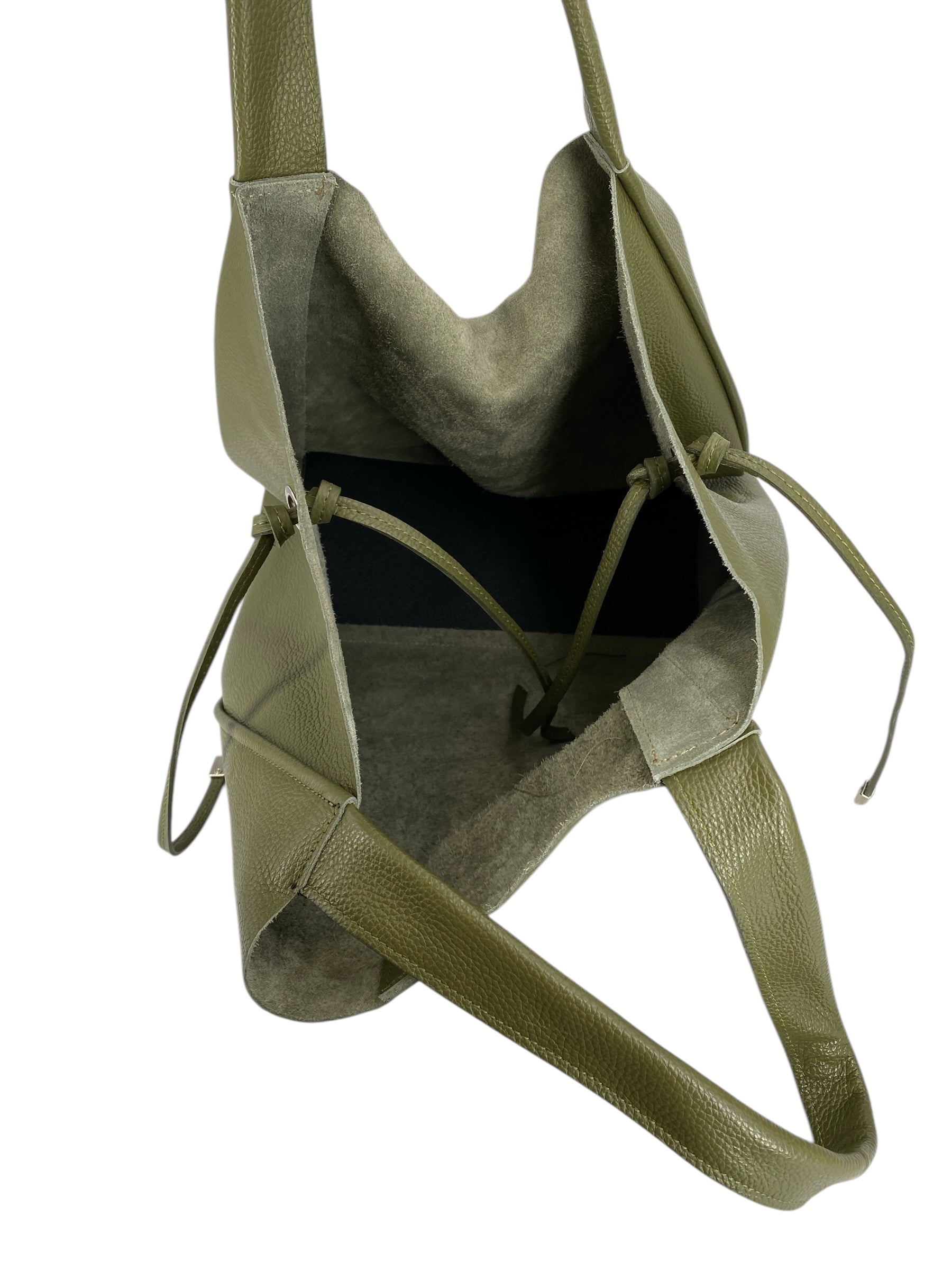 Isis – Damenhandtasche und Umhängetasche aus echtem italienischen Leder mit passender Clutch