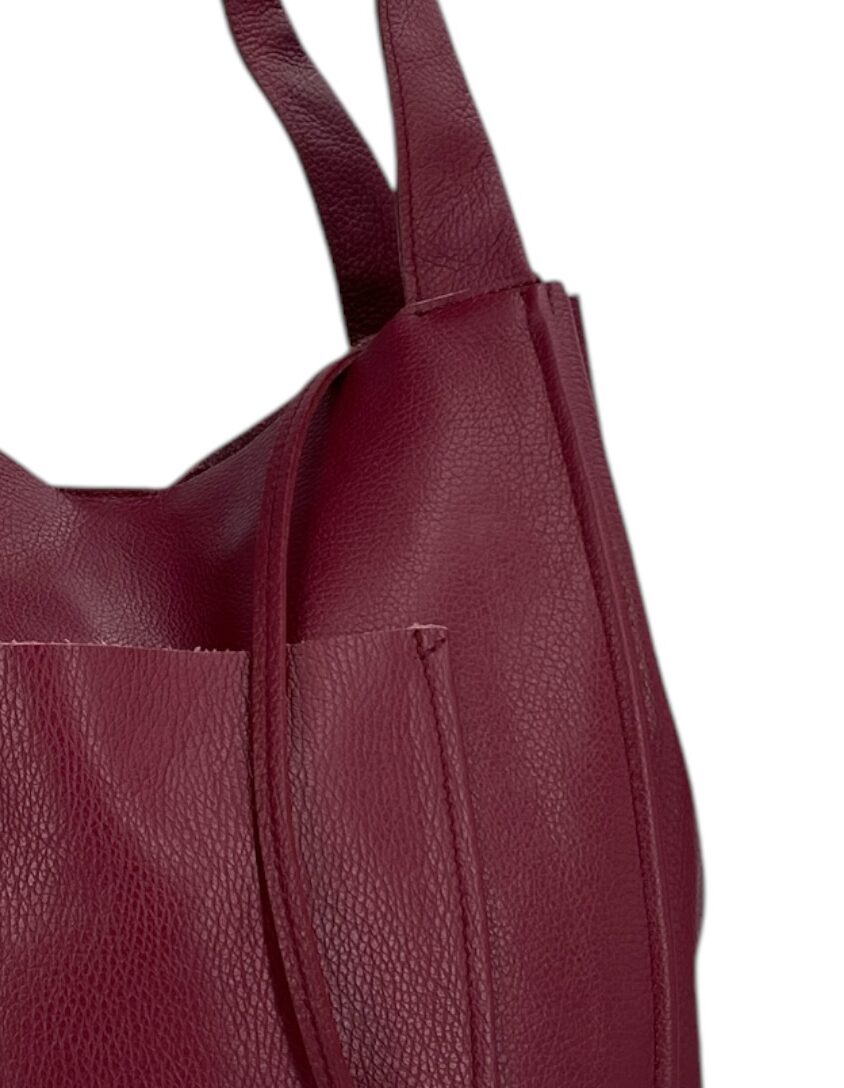 Isis – Damenhandtasche und Umhängetasche aus echtem italienischen Leder mit passender Clutch