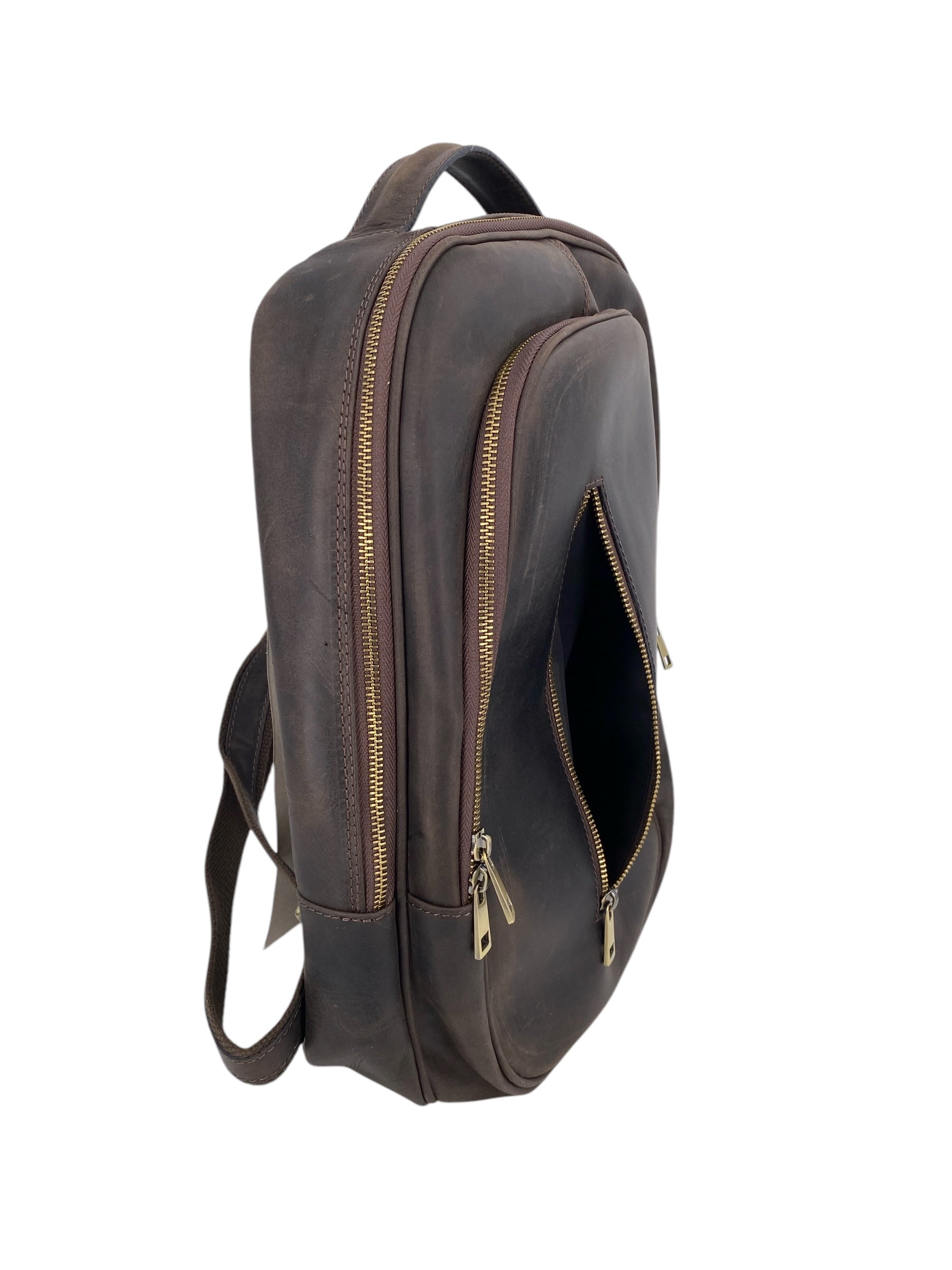 Pierre – Herrenrucksack aus echtem italienischen Leder mit 15-Zoll-Laptopfach