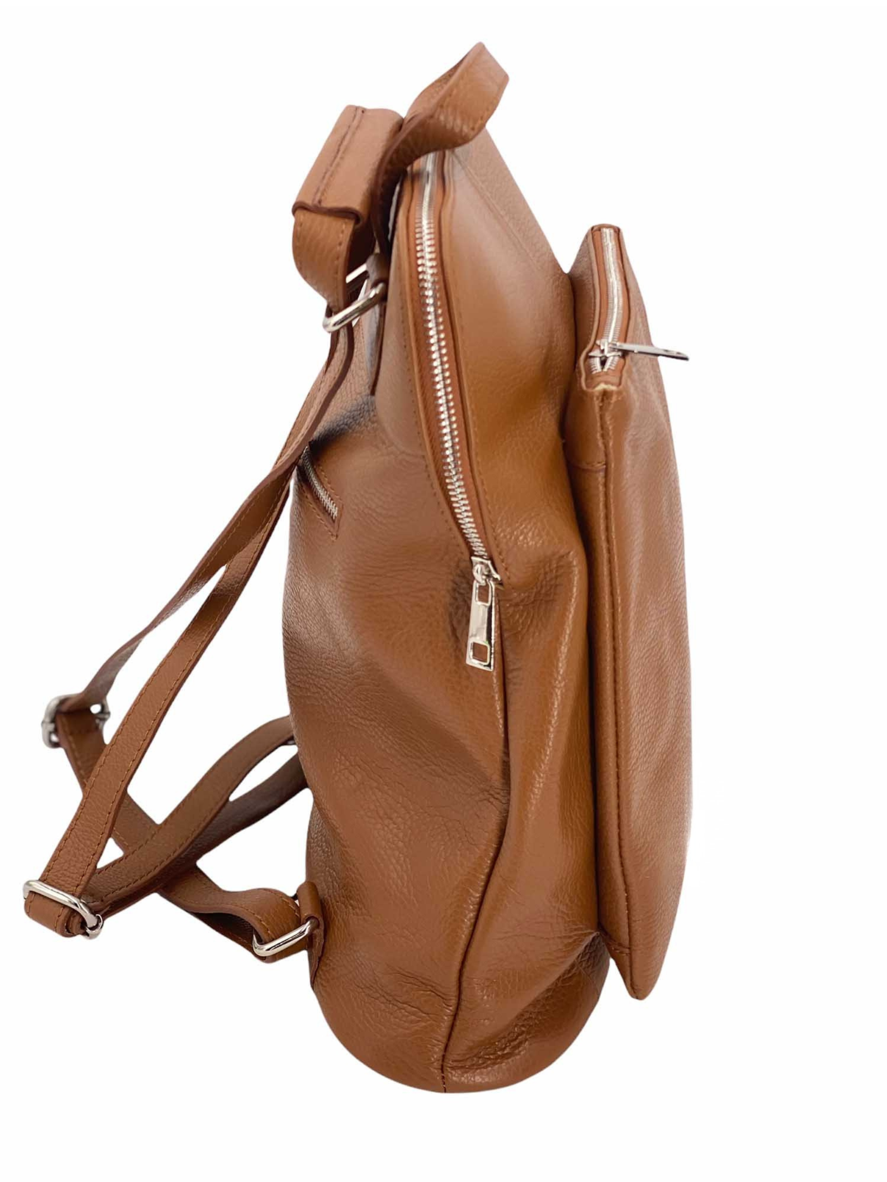 Zoe – Women's backpack in genuine Italian leather with adjustable shoulder straps, reinforced handle and large capacity