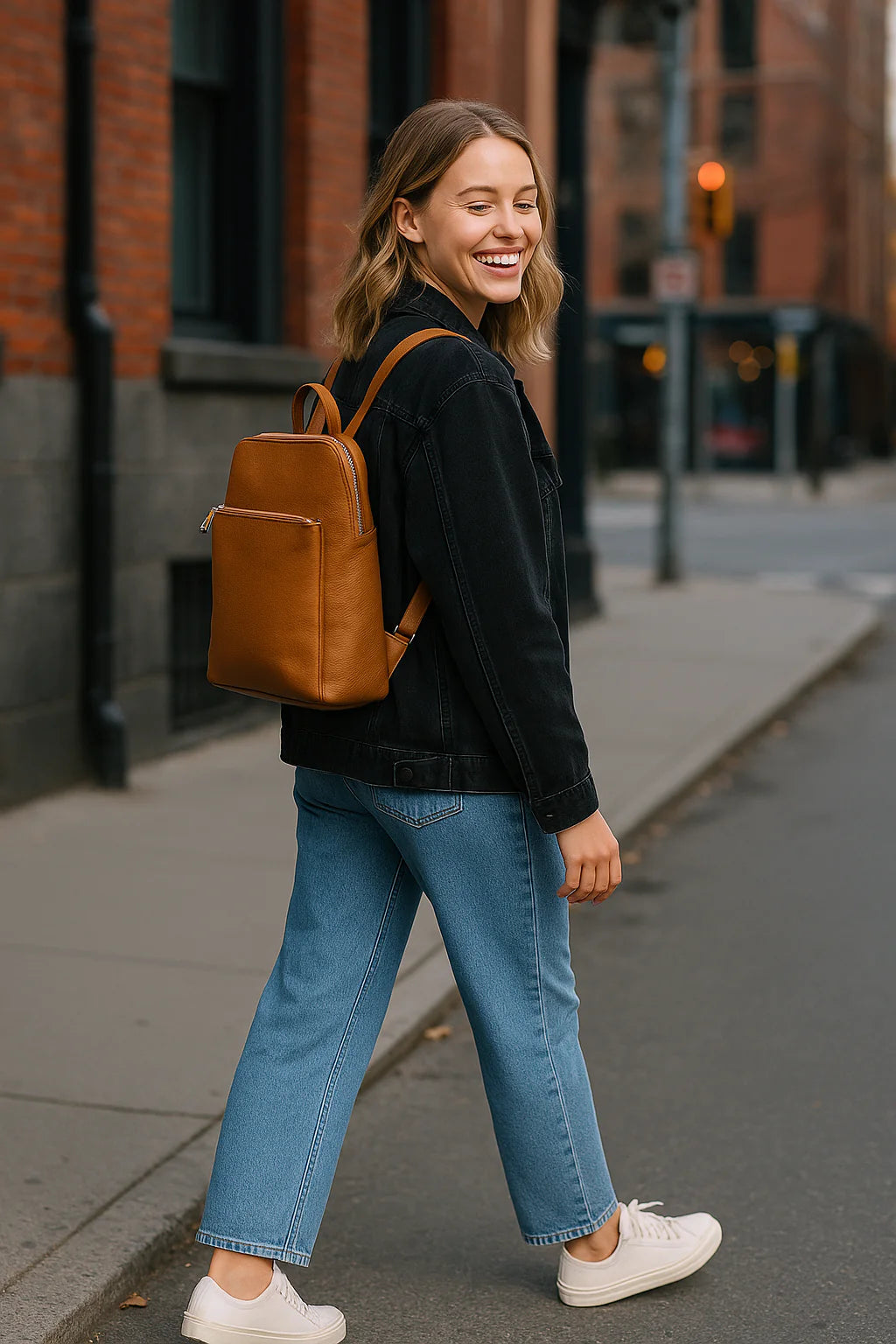 Zoe – Zaino donna in vera pelle italiana con spallacci regolabili, maniglia rinforzata e ampia capienza