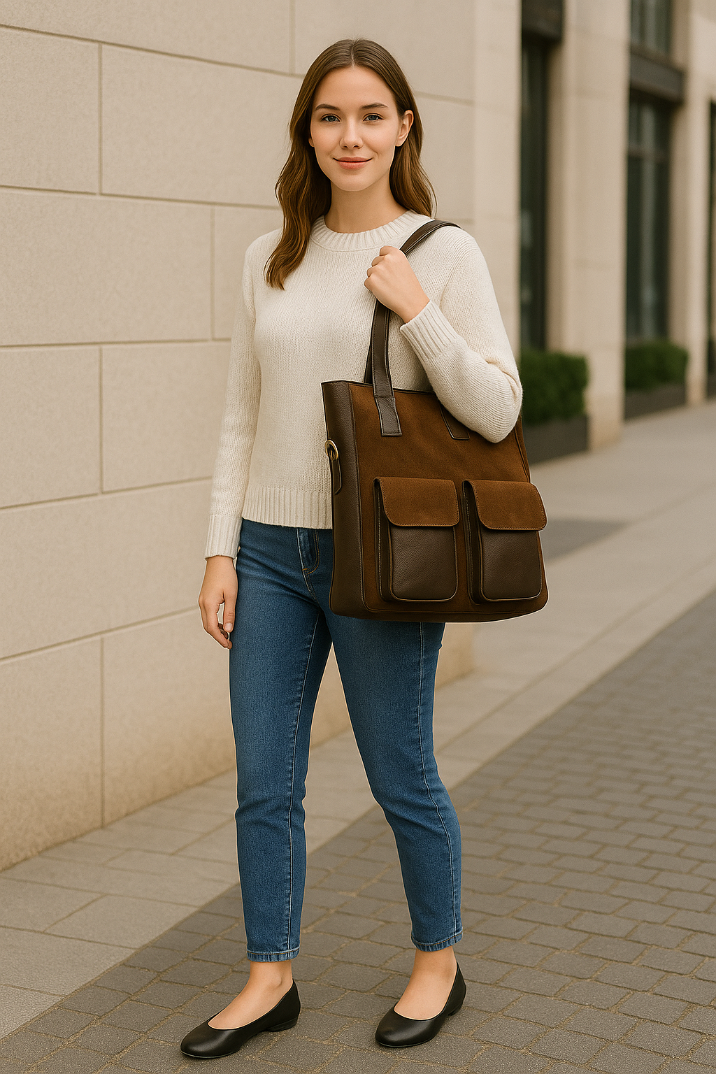 Eloise – Damenhandtasche aus italienischem Kalbsleder, die auch über der Schulter getragen werden kann
