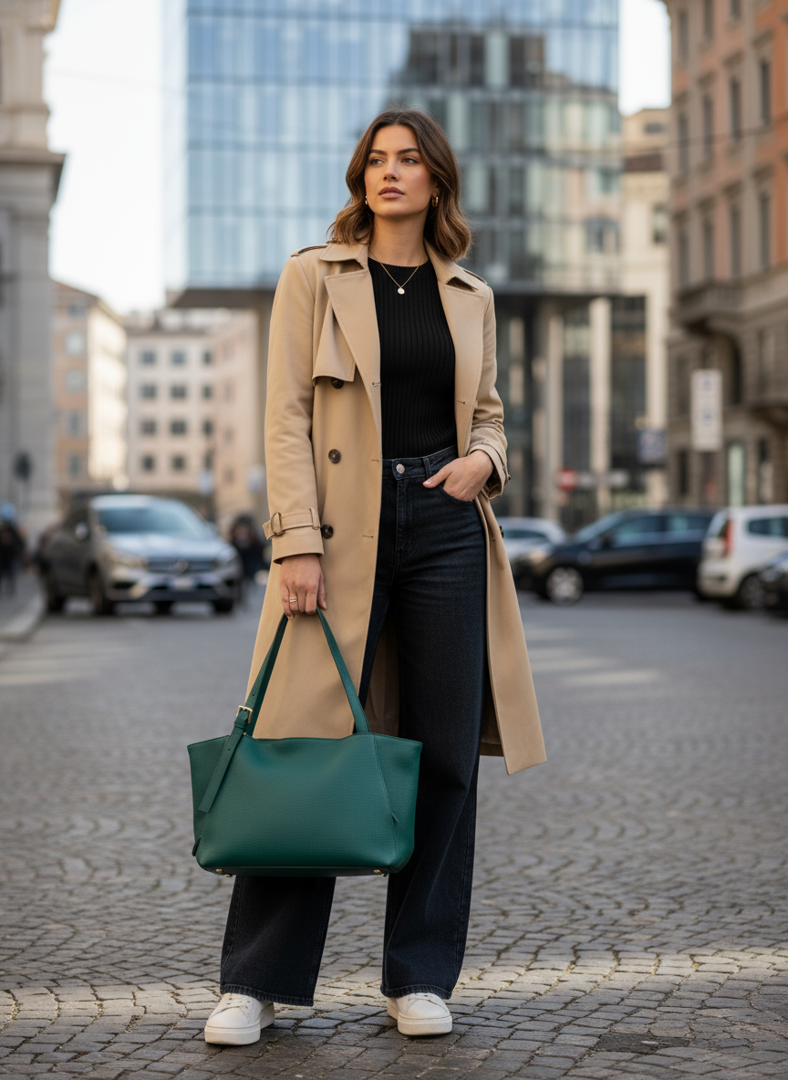 Camille – Women's handbag and shoulder bag in Italian leather and suede with adjustable handles and reinforced stitching