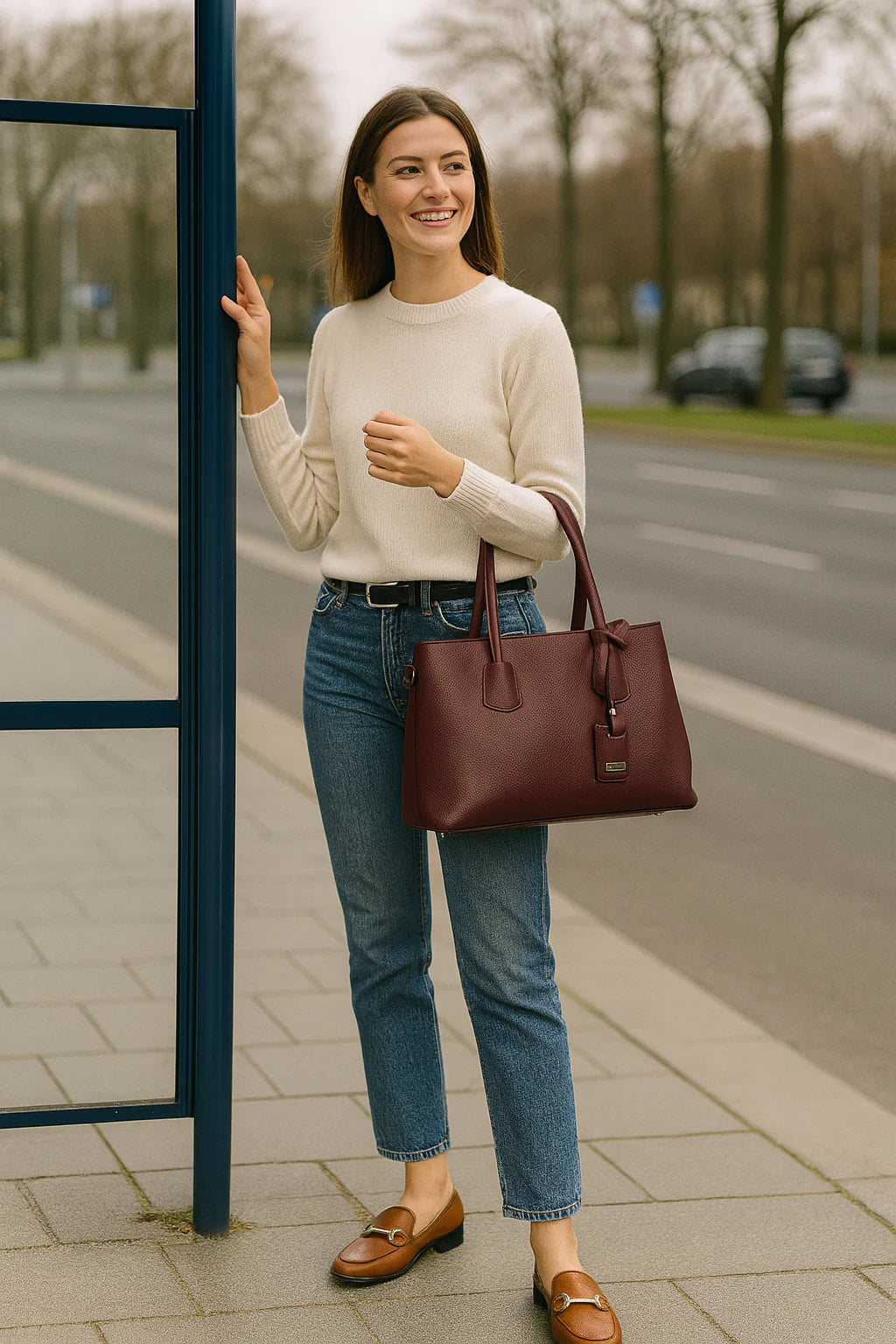 Sarah – Borsa a mano, a spalla e crossbody donna in vera pelle italiana con doppi manici rinforzati