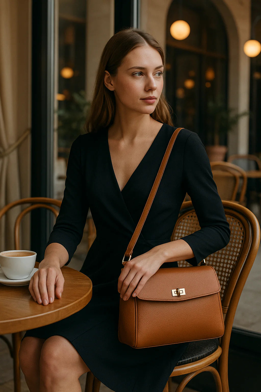 Flore – Damenhandtasche und Umhängetasche aus 100 % hochwertigem italienischen Kalbsleder