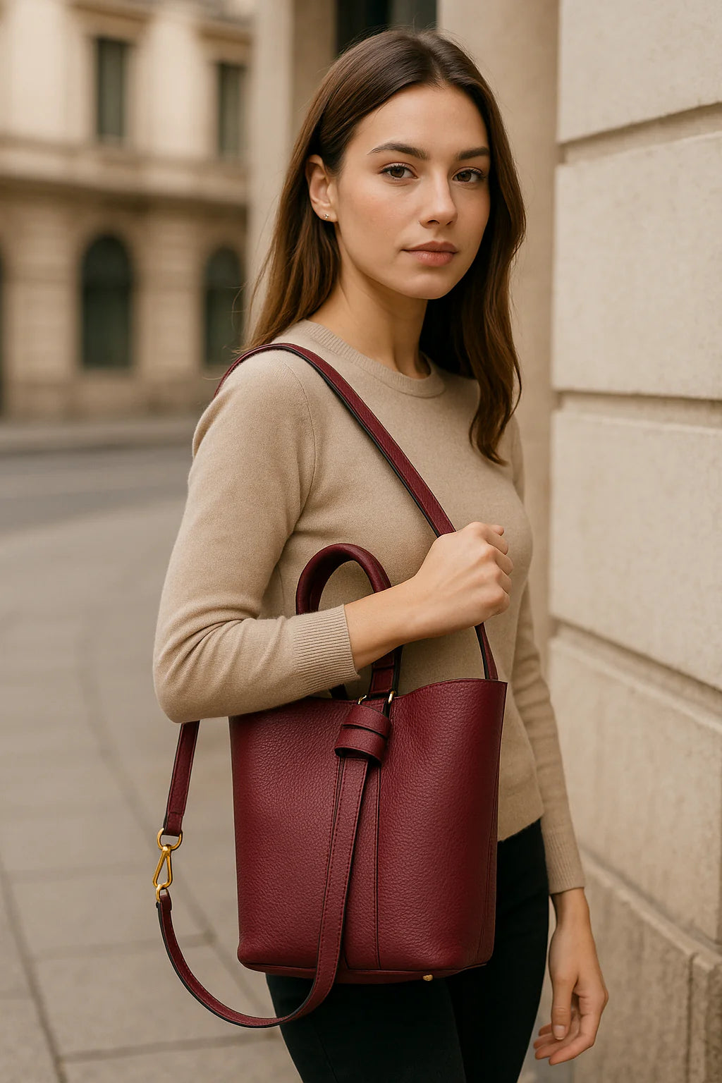 Monique – Damen-Schulter- und Crossbody-Tasche aus echtem italienischen Leder mit interner Clutch