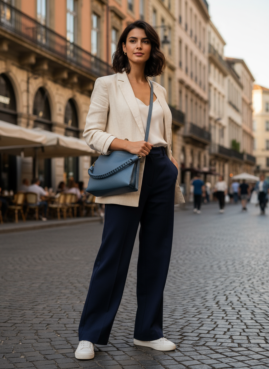Thais Mini - Thais – Damen-Umhängetasche aus Leder mit gewebtem Detail