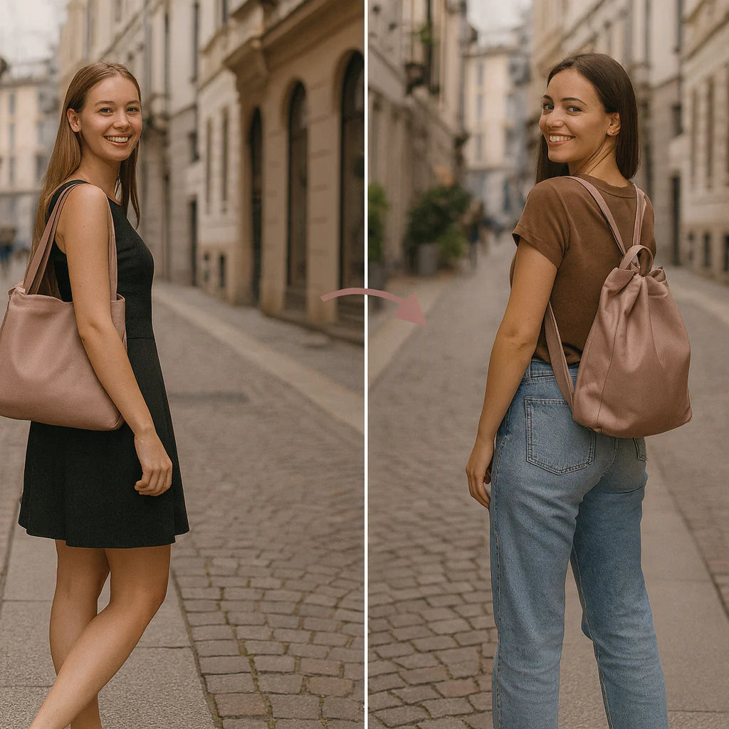 Astrelle Mini – Borsa zaino donna in vera pelle italiana trasformabile