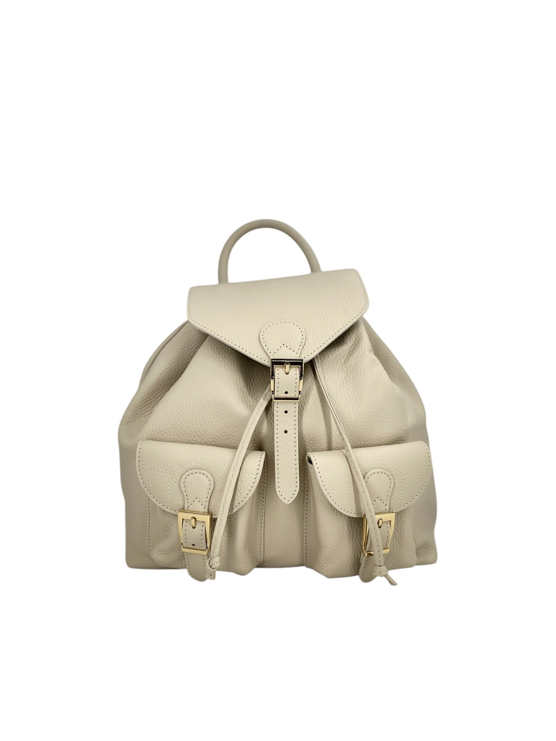 Emma – Zaino donna in vera pelle italiana con spallacci regolabili, interno spazioso e fibbia dorata