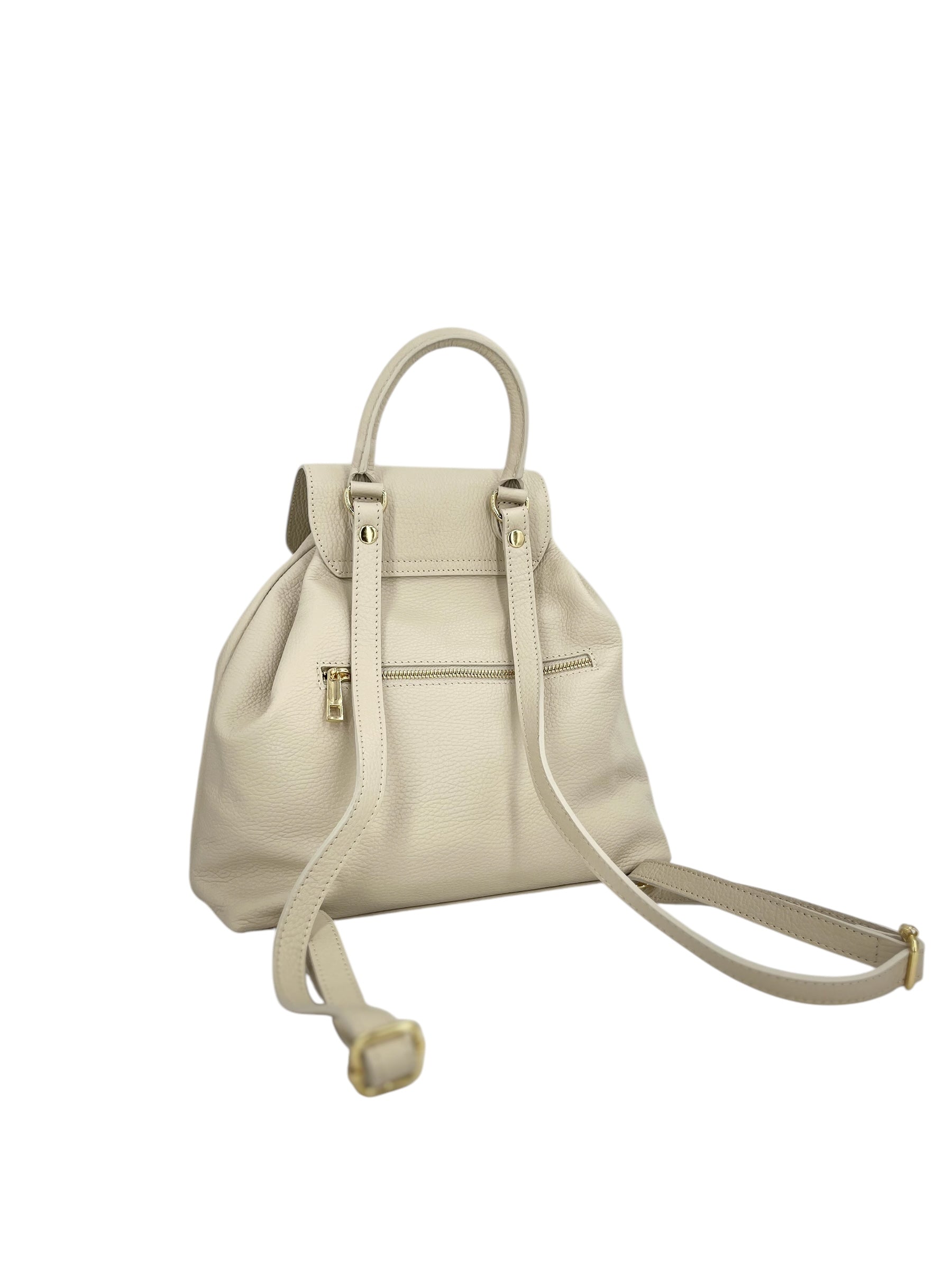 Emma – Zaino donna in vera pelle italiana con spallacci regolabili, interno spazioso e fibbia dorata