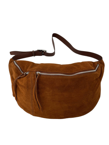 Anais – Marsupio donna in vera pelle scamosciata con tracolla regolabile e interno proporzionato