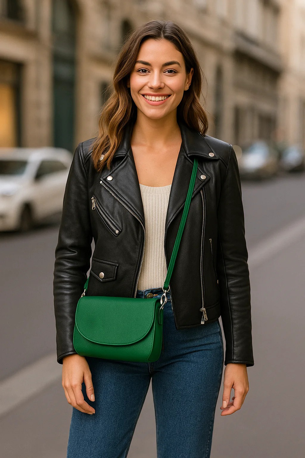 Apolline – Borsa a tracolla donna in vera pelle italiana con 3 scomparti