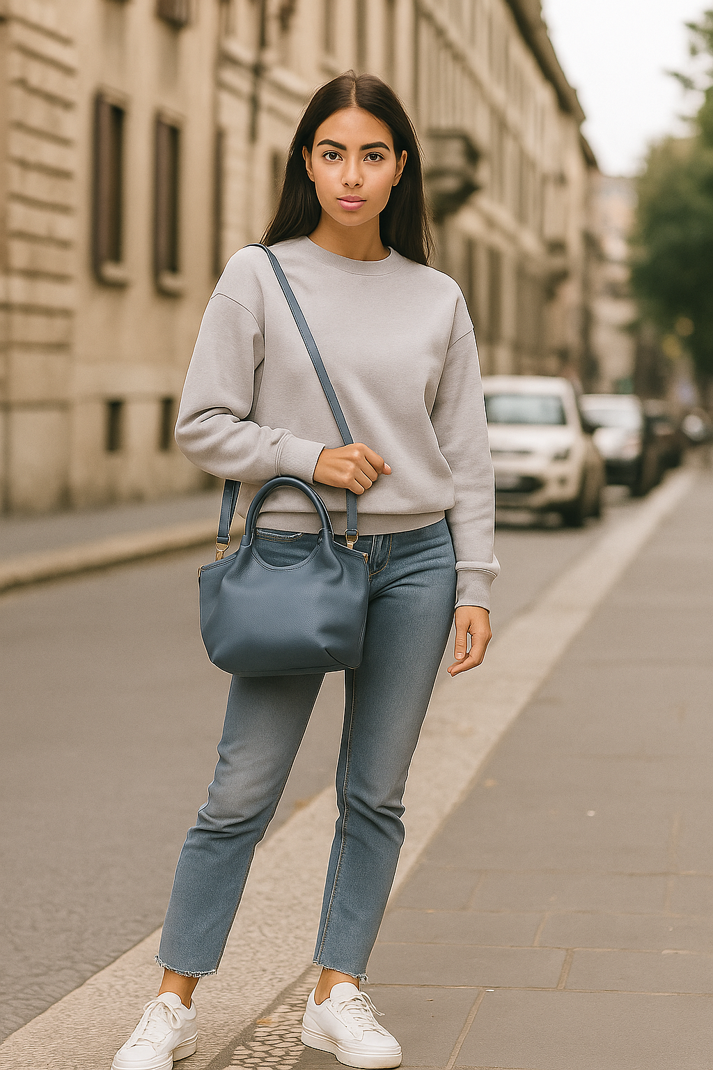 Charlotte – Women's handbag and shoulder bag in genuine Italian leather with technical fabric lining