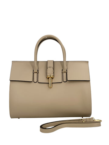 Fleur – Borsa a mano e a spalla donna in vera pelle italiana con manici rigidi e tracolla removibile