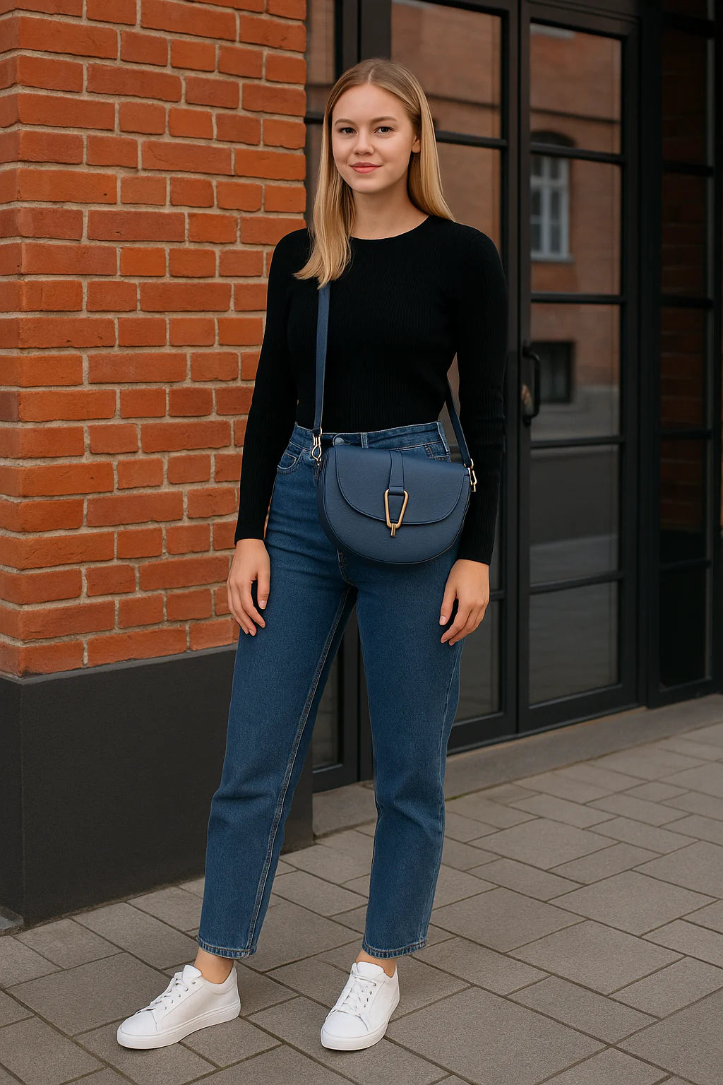 Solene – Borsa a tracolla donna in vera pelle italiana con cuciture rinforzate e bordi rifiniti a mano