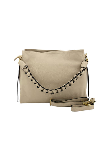 Thais Grande – Borsa a mano e a tracolla donna in vera pelle italiana con manico intrecciato