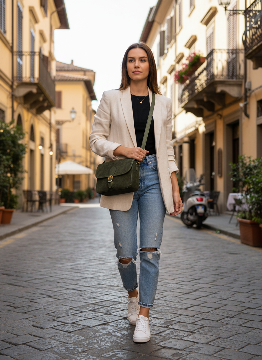 Marielle – Damen Schulter- und Crossbody-Tasche aus echtem italienischen Leder, handgefertigt