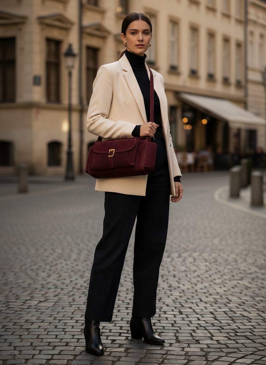 Angelique – Damenhandtasche und Umhängetasche aus echtem italienischen Leder mit verstellbarem Schultergurt