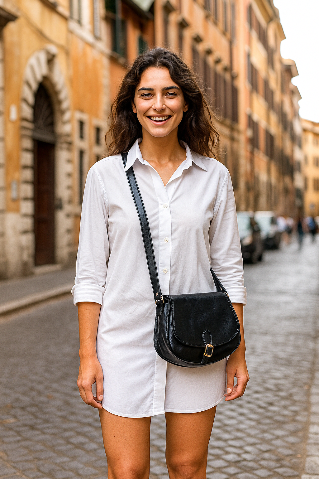 Lisa – Borsa a tracolla donna in vera pelle di vitello italiana con interno foderato