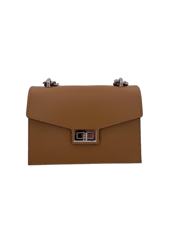 Gilberte – Borsa a spalla e a tracolla donna in vera pelle italiana con doppia catena argentata