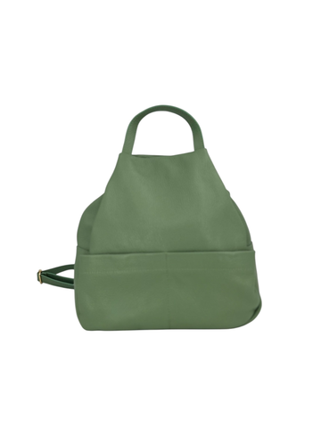 Margaux – Zaino donna in vera pelle italiana artigianale con doppia zip dorata e tasche multiple