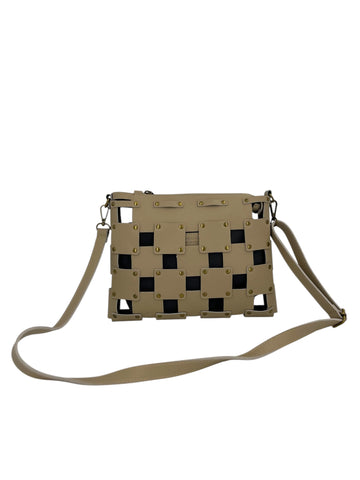 Roseline – Borsa a mano donna in vera pelle di vitello italiana intrecciata con pochette estraibile